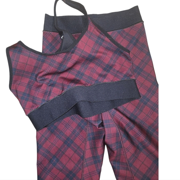 Ultracor Sprinter High Red Plaid Legging and Terrain Plaid Sports Bra Set Small - Picture 5 of 8